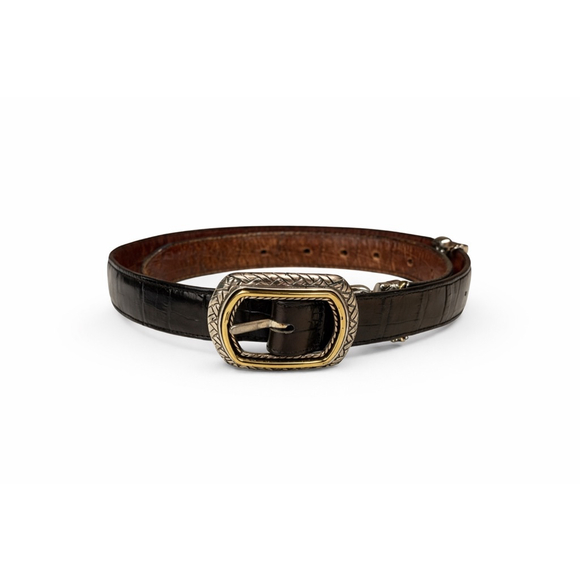 Brighton Accessories - Vintage Brighton Women's Reversible Leather Belt Brown/Black-Gold/Silver Sz S/28